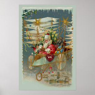 Santa & Sein Erstaunlicher Fliegender Maschinenpos Poster