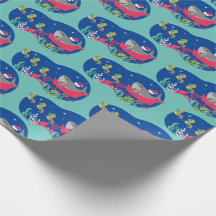 Santa Shark Riding Schlittenpapier