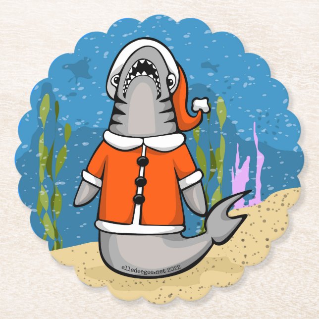 Santa Shark Untersetzer (Vorderseite)