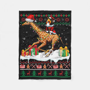 Santa Sheltie Riding Giraffe Weihnachts Sweater Lo Fleecedecke