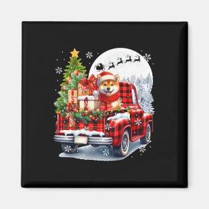 Santa Shiba Inu auf Lieferwagen LKW Weihnachtsbesi Magnet