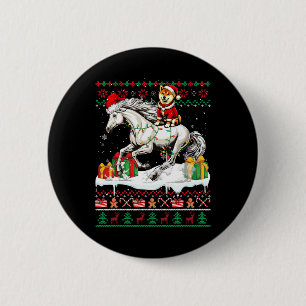 Santa Shiba Inu Reiten Weihnachten Button