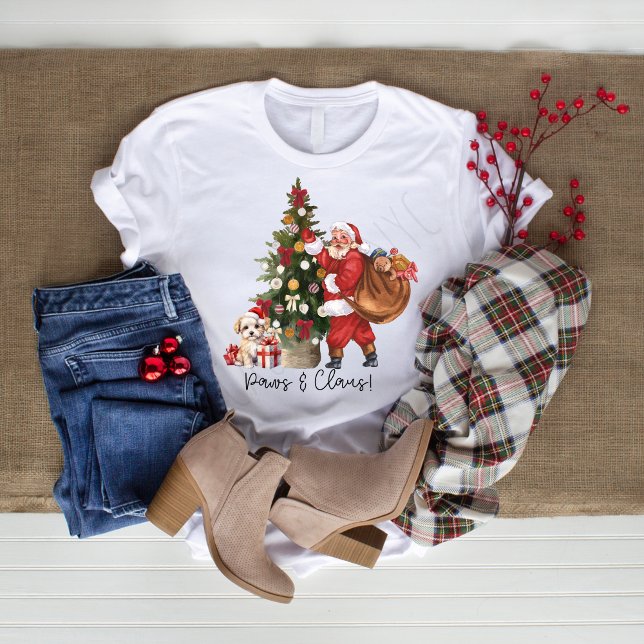 Santa Shirt | Paws & Claus Weihnachten T - Shirt (Von Creator hochgeladen)