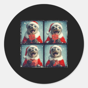 Santa Siegel Ocean Animal Fotografy Sea Lion Chris Runder Aufkleber