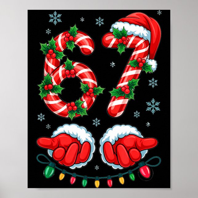 Santa Six Seven 67 Meme Christmas 67 Candy Cane Ki Poster (Vorne)