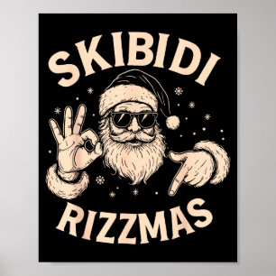 Santa Six Seven Meme 67 Händezeichen Rizz Skibidi Poster