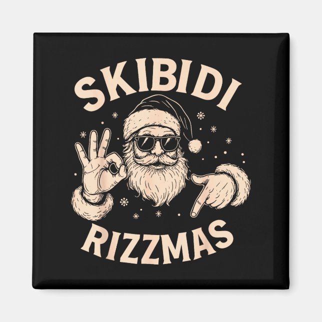 Santa Six Seven Meme 67 Hands Sign Rizz Skibidi Ri Magnet (Vorne)