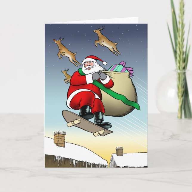 Santa Skateboard Karte (Vorderseite)