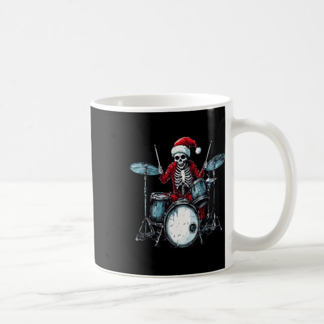 Santa Skeleton Drum Drummer Percussionist Kaffeetasse (Rechts)