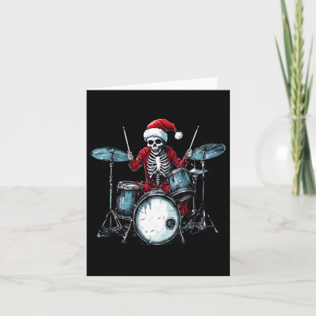 Santa Skeleton Drum Drummer Percussionist Karte (Vorderseite)