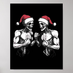 Santa-Skelett-Ringer Wrestler Halloween Christ Poster