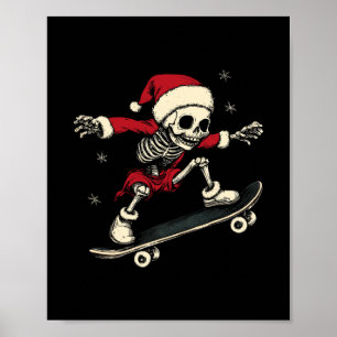 Santa Skelett Skateboarding Jungen Kinder Skater W Poster