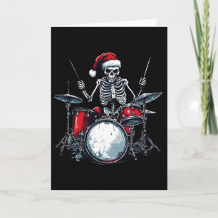 Santa Skelett spielt Schlagzeug Percussionist Drum Karte