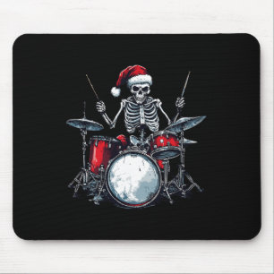 Santa Skelett spielt Schlagzeug Percussionist Drum Mousepad