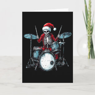 Santa Skelett spielt Trommel Schlagzeuger Percussi Karte