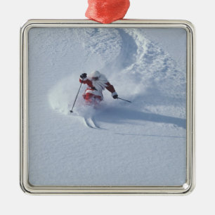 Santa Skifahren im Snowbird Skigebiet, Wasatch Ornament Aus Metall