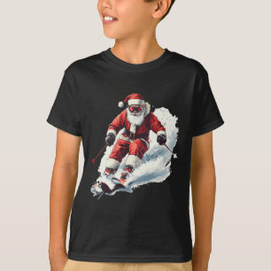 Santa Skifahren Lustiges Weihnachten Skifahrer Ski T-Shirt