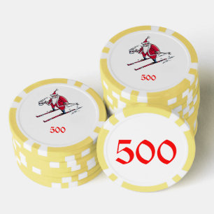 Santa Skiing gelber 500 gestreifter Poker Chip