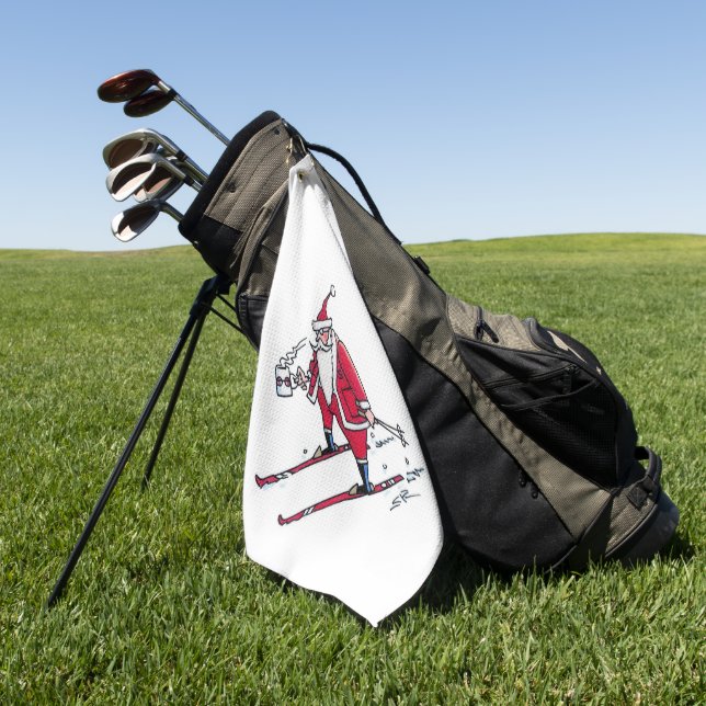 Santa Skiing Golf Handtuch (Gras)