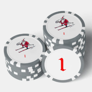 Santa Skiing grauer 1 gestreifter Poker Chip