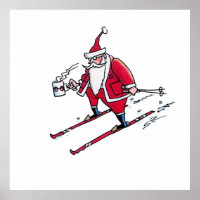 Santa Skiing mattes Poster