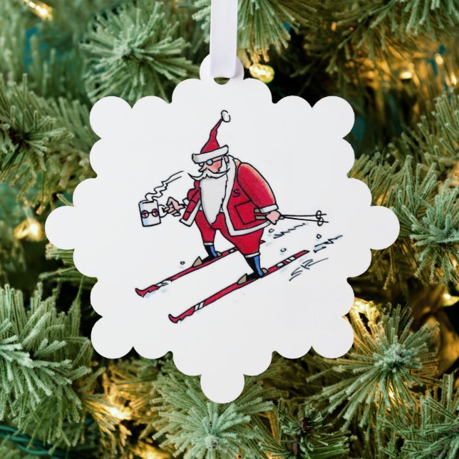 Santa Skiing snowflake paper ornament Karte (Insitu (Baum))
