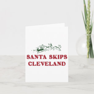 Santa Skips Cleveland Funny Santa Reindeer Xmas Ch Karte