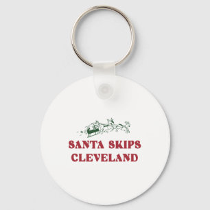 Santa Skips Cleveland Funny Santa Reindeer Xmas Ch Schlüsselanhänger
