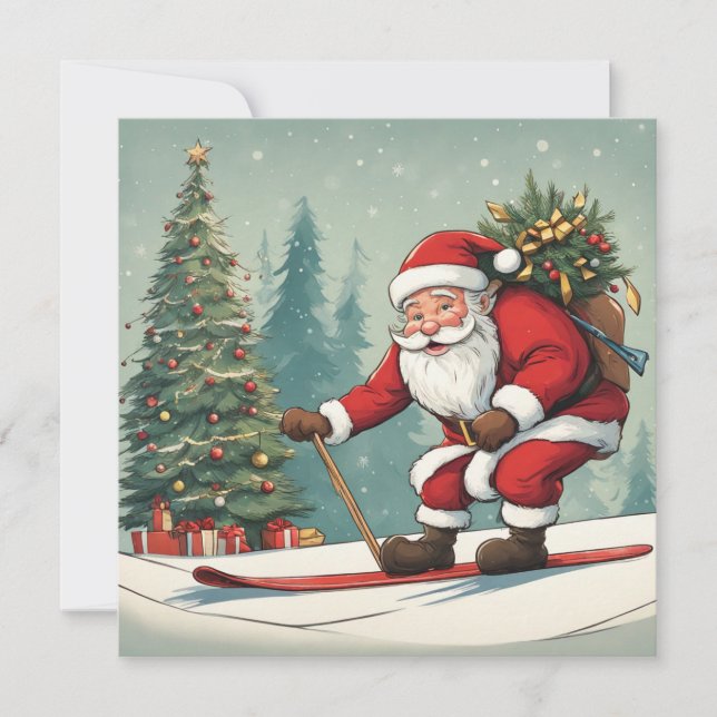Santa Skis Eine Flachkarte (Vorderseite)