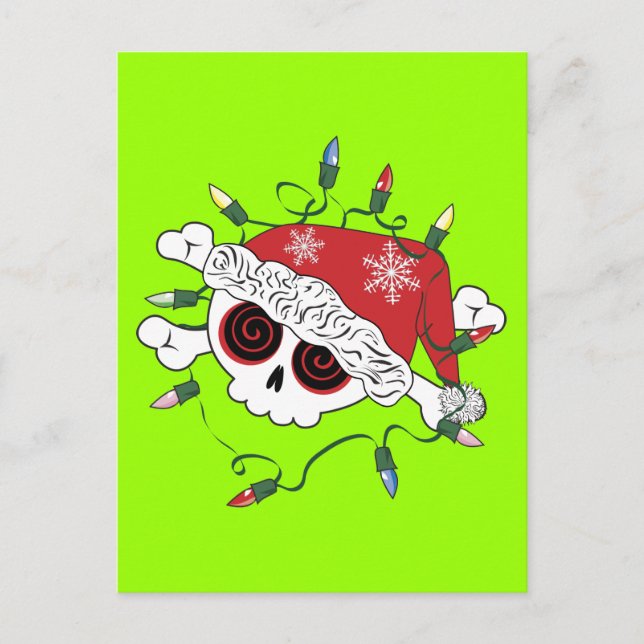 Santa Skull Feiertagspostkarte (Vorderseite)