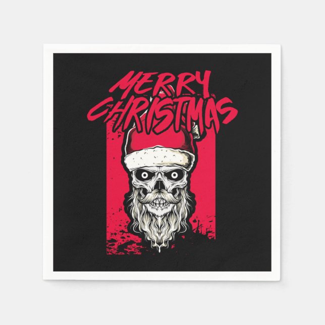 Santa Skull Freaky Horror Frohe Weihnachtsgeschenk Serviette (Vorderseite)