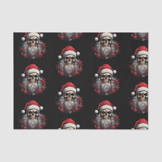 Santa Skull Gift Tissue (Schwarz) Seidenpapier (Vorderseite)