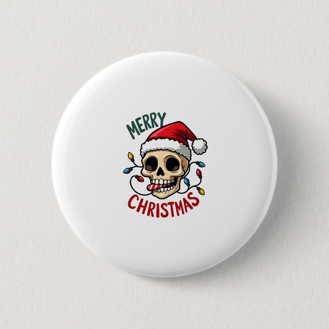 Santa Skull Hat Merry Christmas Family Matching Bo Button (Vorderseite)