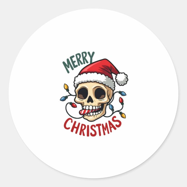 Santa Skull Hat Merry Christmas Family Matching Bo Runder Aufkleber (Vorderseite)
