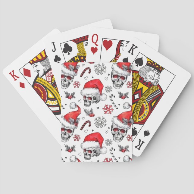 Santa Skulls und Candy Cane Spielkarten (Rückseite)