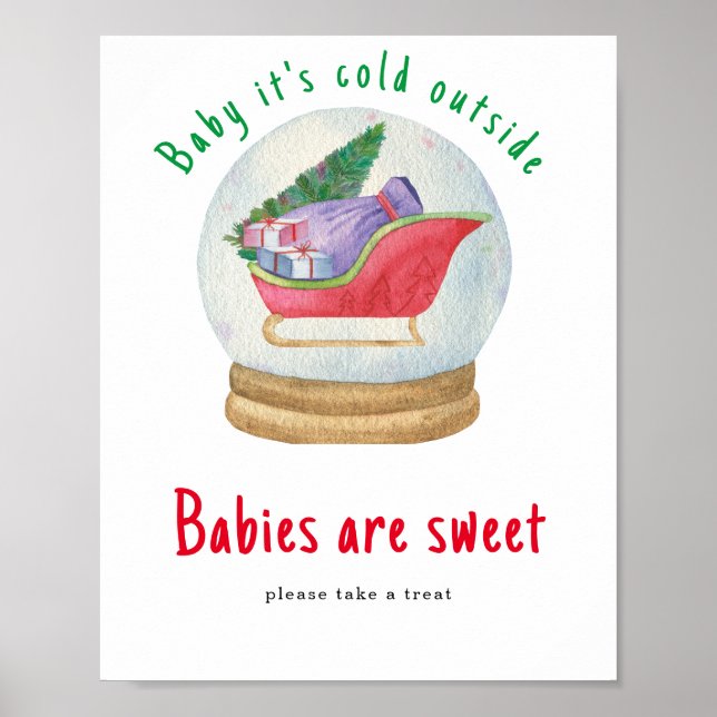 Santa sled - Babys sind süß Poster (Vorne)