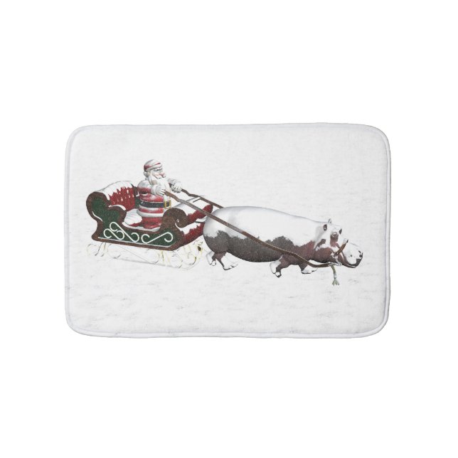 Santa Sled Pulled By Hippopotamus Badematte (Vorderseite)