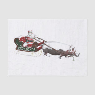 Santa Sled Pulled By Hippopotamus Seidenpapier