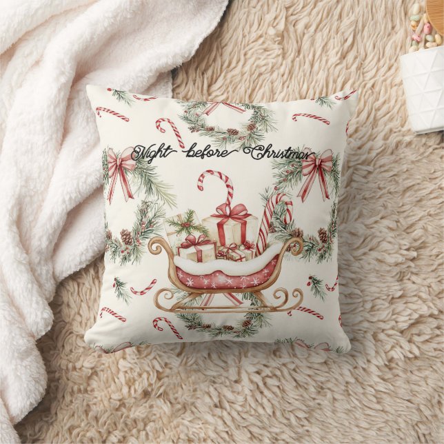 Santa Sleigh Candy Cane Christmas Kissen (Decke)