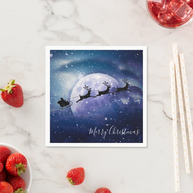 Santa Sleigh | Fantasy Galaxy Weihnachtsabend Himm Serviette (Beispiel)