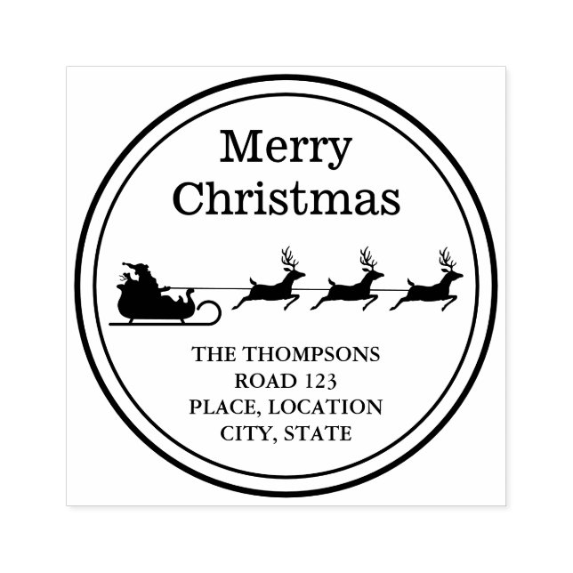 Santa Sleigh Frohe Weihnachten und individuelle Ad Gummistempel (Prägung)