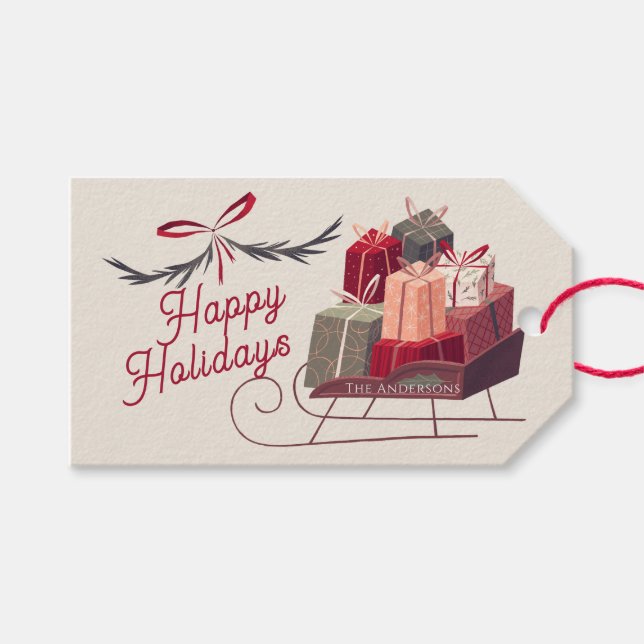 Santa Sleigh Geschenke Geschenke Geschenke Geschenkanhänger (Vorderseite (Horizontal))