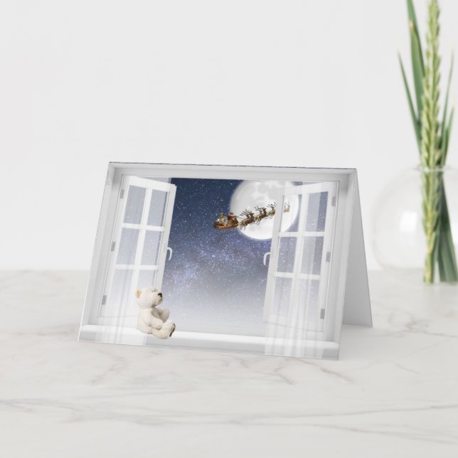 Santa Sleigh im Freien Karte (Vorderseite)