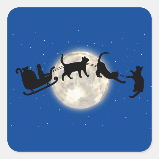 Santa Sleigh mit lustigen Katzen Sticker (Vorderseite)