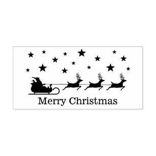 Santa Sleigh mit Stars und eigenem Text Permastempel