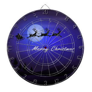 Santa Sleigh Moon Frohe Weihnachten Dartscheibe