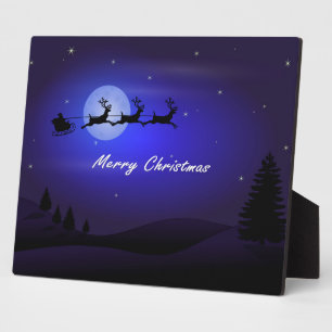 Santa Sleigh Moon Frohe Weihnachten Fotoplatte