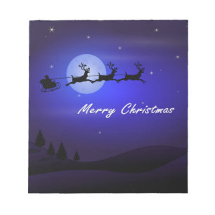 Santa Sleigh Moon Frohe Weihnachten Notizblock
