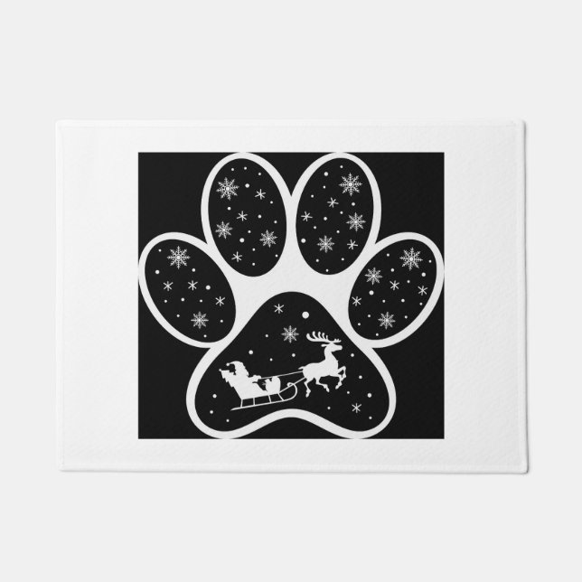 Santa Sleigh Paw Print Door Mat Fußmatte (Vorderseite)