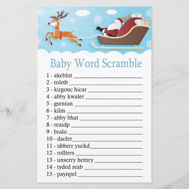Santa Sleigh Reindeer Baby Wortspiel (Vorderseite)